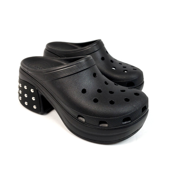 Crocs Siren Studded Clog Mens Sz 10 Womens Sz 12 Black Platform Clog Shoes - Picture 1 of 13